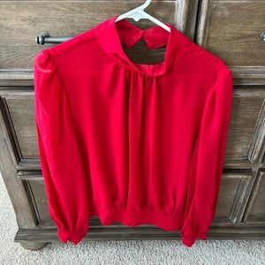 Red Dress Blouse, with open back with buttons